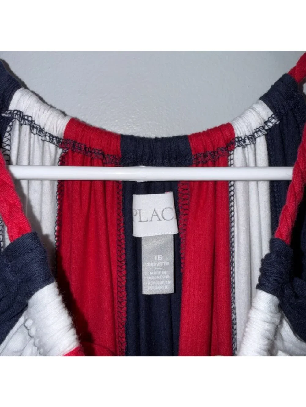 Striped Red White & Blue Girls Sundress W/Rope Belt Size 16 Childrens Place